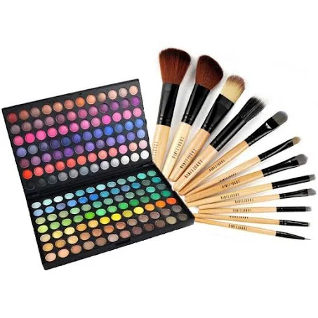Kit Trusa profesionala 168 de farduri make-up si Set Pensule machiaj par natural ...
