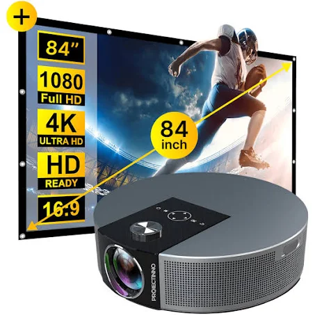 Mini videoproiector 4K 3D LED Q10 cu ecan de proiectie 84 inch, Proiectinno ...