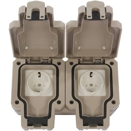 Priza dubla IP66 gri