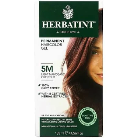 Vopsea de par permanenta fara amoniac Herbatint Castaniu Mahon Deschis 5M, 150 ml