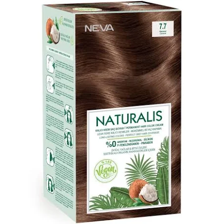 Vopsea de par vegana fara amoniac Caramel 7.7, 150ml, Neva Naturalis